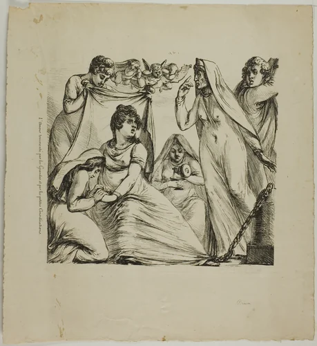 Love Tormented by Considerations Great and Small by Dominique Vivant Denon, print, 1817-1820
