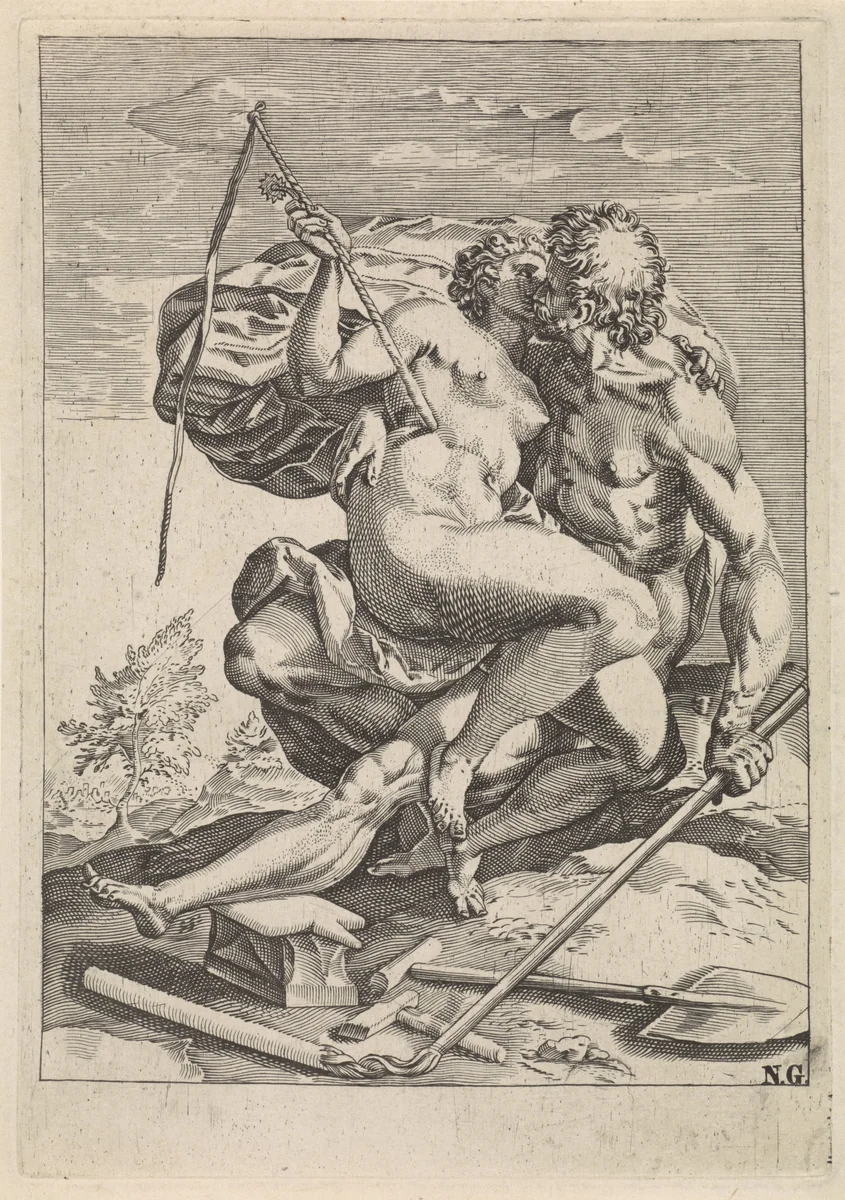 Arbeid en Vlijt (Labor en Diligentia) by anonymous, print, 1582-1667