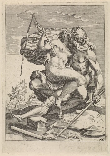 Arbeid en Vlijt (Labor en Diligentia) by anonymous, print, 1582-1667