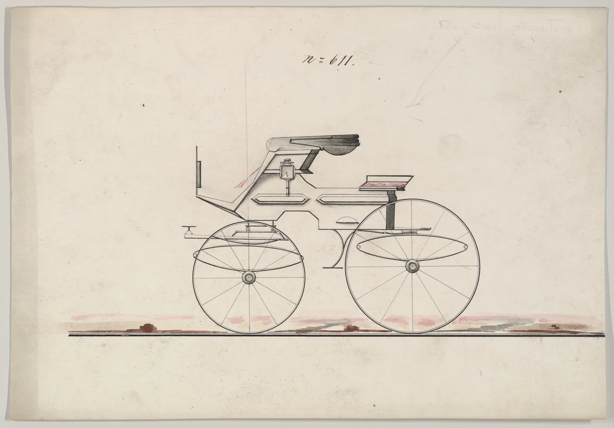 Design for "Dog Cart" Phaeton, no. 611 by Brewster & Co., drawing, 1850-1874