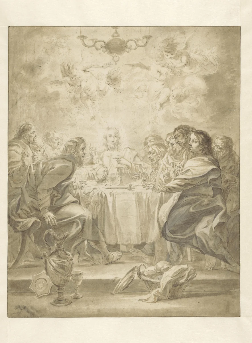 Laatste Avondmaal by Cornelis Schut, drawing, 1607-1655