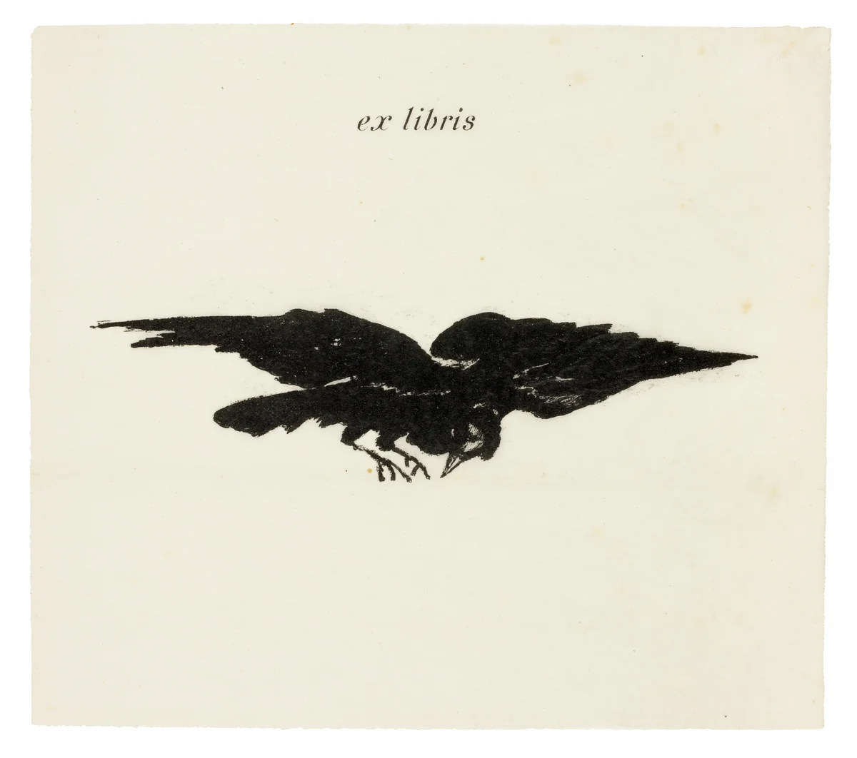 Flying Raven: ex libris, from The Raven (Le Corbeau) by Édouard Manet, print, 1875
