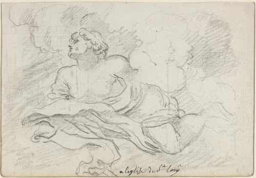Angel from the Assumption [recto] by Augustin Pajou; Charles Mellin, drawing, 1752-1756