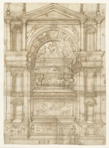 Grafmonument van paus Adriaan VI by anonymous, drawing, 1538