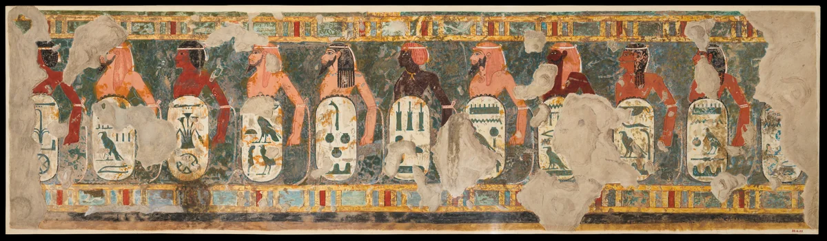 Name Rings of Subject Nations Beneath the King's Throne by Nina de Garis Davies, artwork, -1427--1400