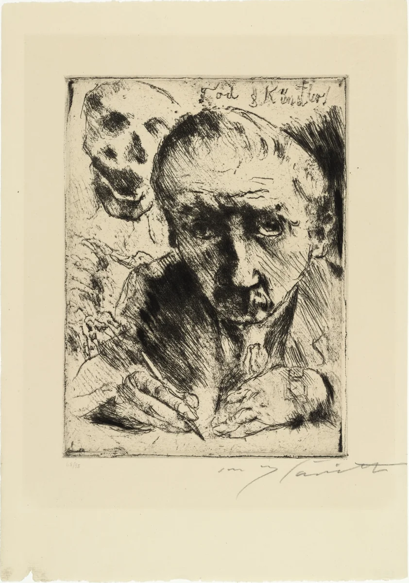 Death and the Artist (Tod und Künstler) from Dance of Death (Totentanz) by Lovis Corinth, print, 1921