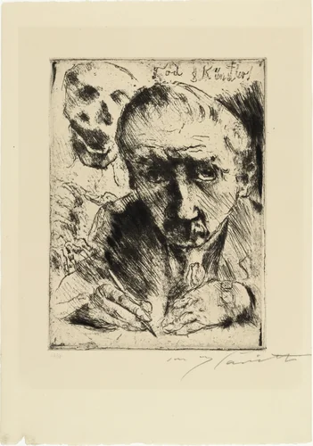 Death and the Artist (Tod und Künstler) from Dance of Death (Totentanz) by Lovis Corinth, print, 1921