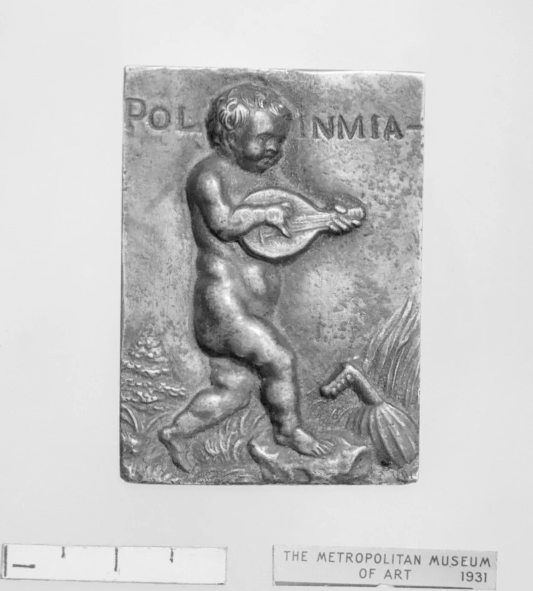 Putto with attributes of the Muse Polymnia by Peter Flötner, metalwork, 1500-1599