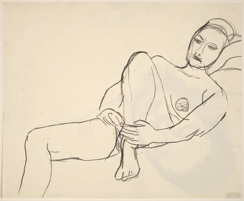 Untitled [head of reclining woman] [recto] by Richard Diebenkorn, drawing, 1955-1967