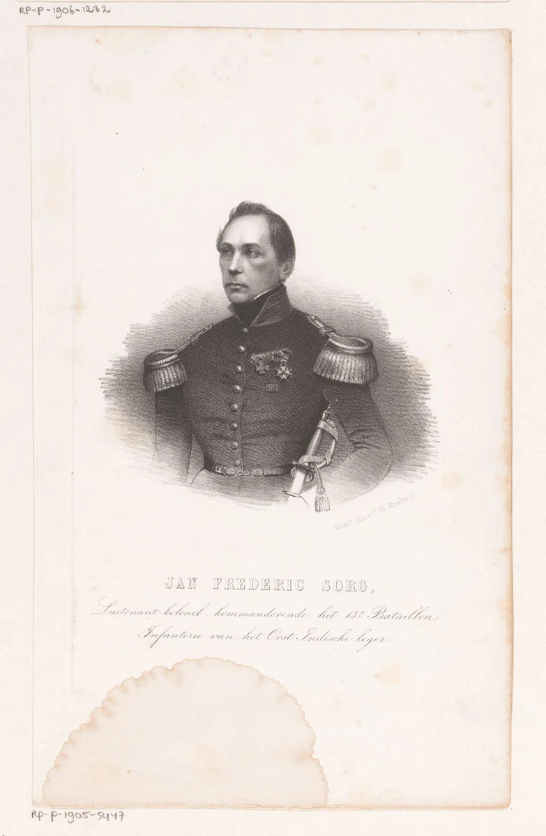 Portret van Frederik Johan Sorg by anonymous, print, 1847-1865