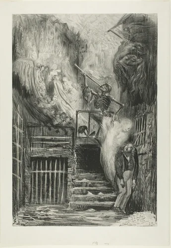 La Rue de la Vieille Lanterne: The Suicide of Gérard de Nerval by Gustave Doré, print, 1855