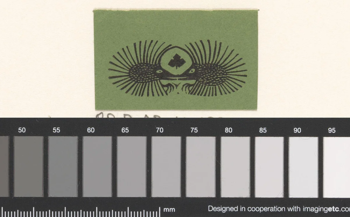 Vignet met twee egels en een klimopblad by Gerrit Willem Dijsselhof, print, 1892