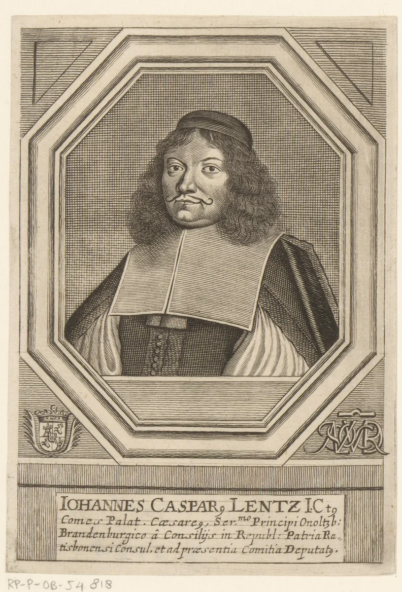 Portret van Johann Caspar Lenz by Matthias van Sommer, print, 1667