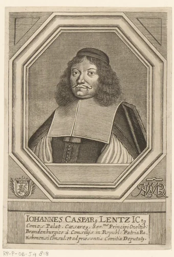 Portret van Johann Caspar Lenz by Matthias van Sommer, print, 1667