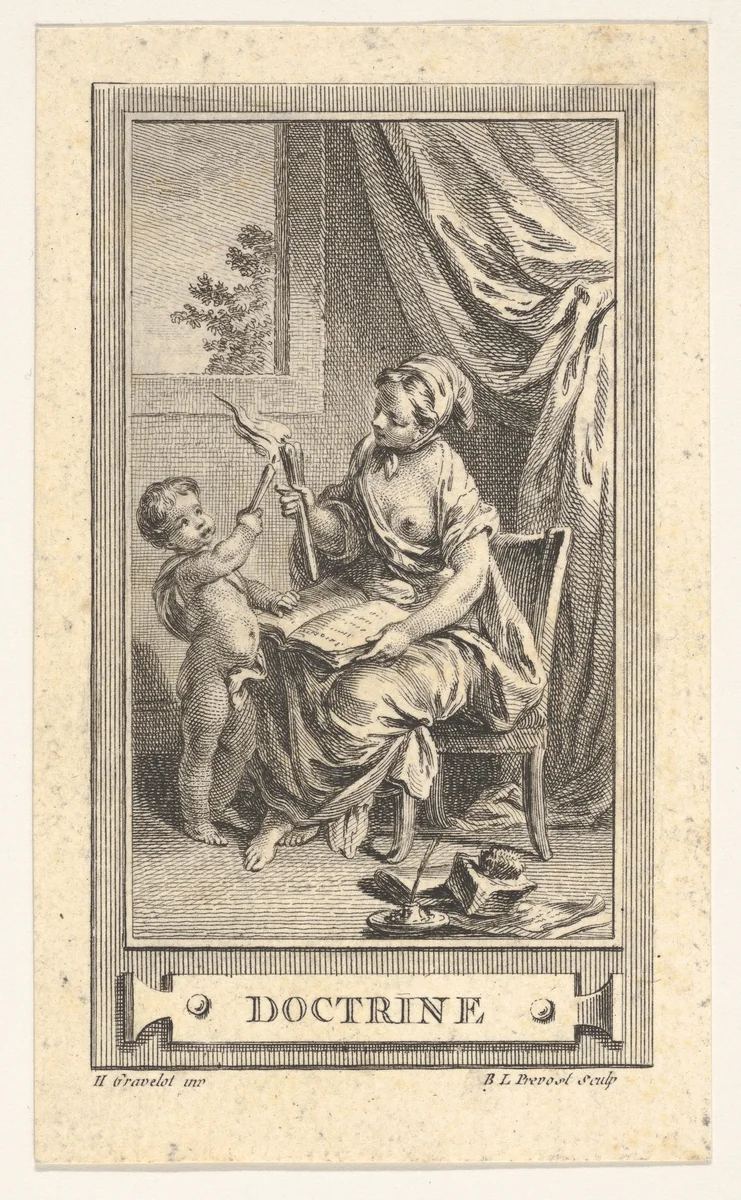 Doctrine, from the "Almanach iconologique" by Benoit Louis Prevost, print, 1760-1770