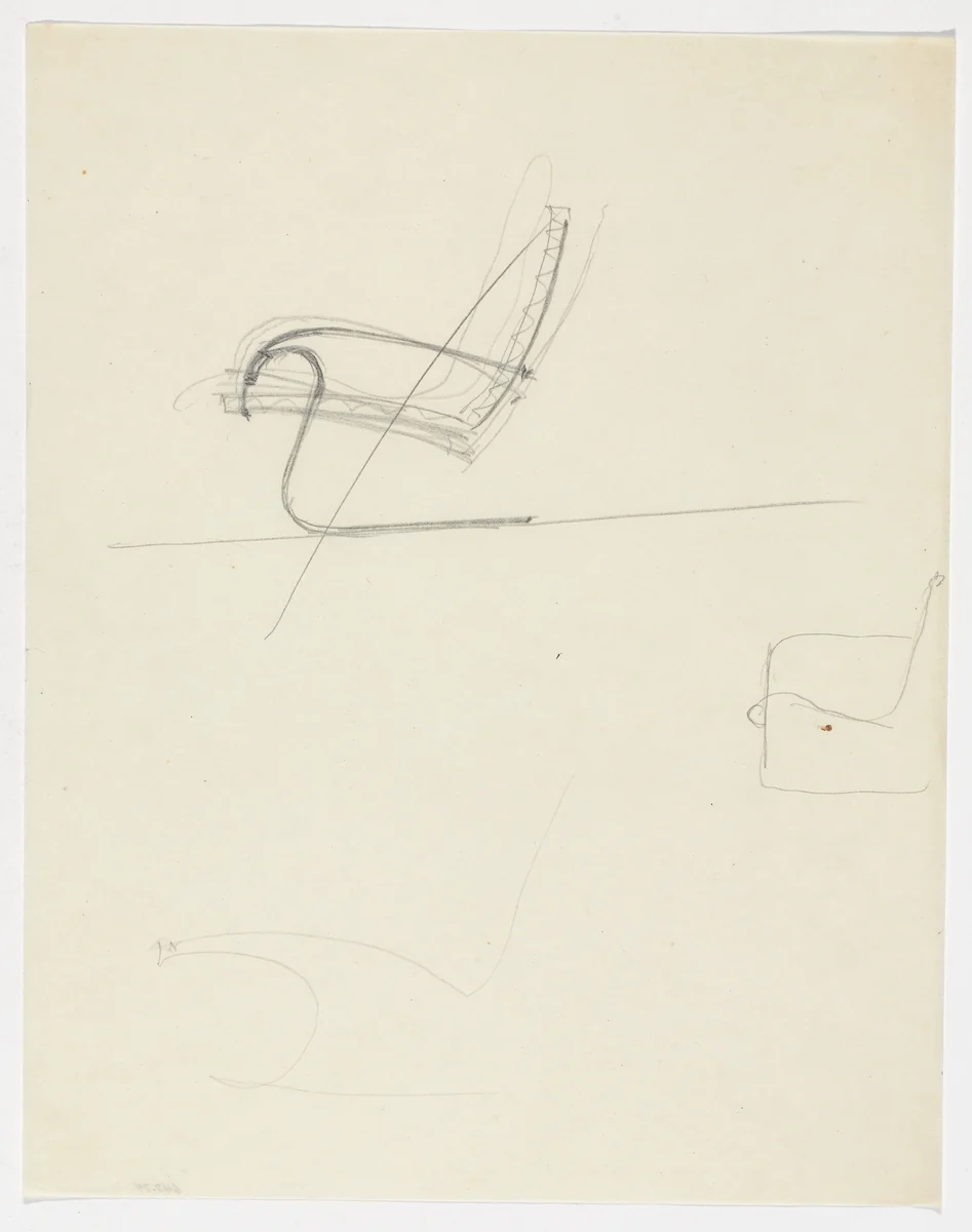 Lounge Chair with Arms. Lounge Chair without Arms. (Elevation sketches) by Ludwig Mies van der Rohe, mies van der rohe archive, 1926