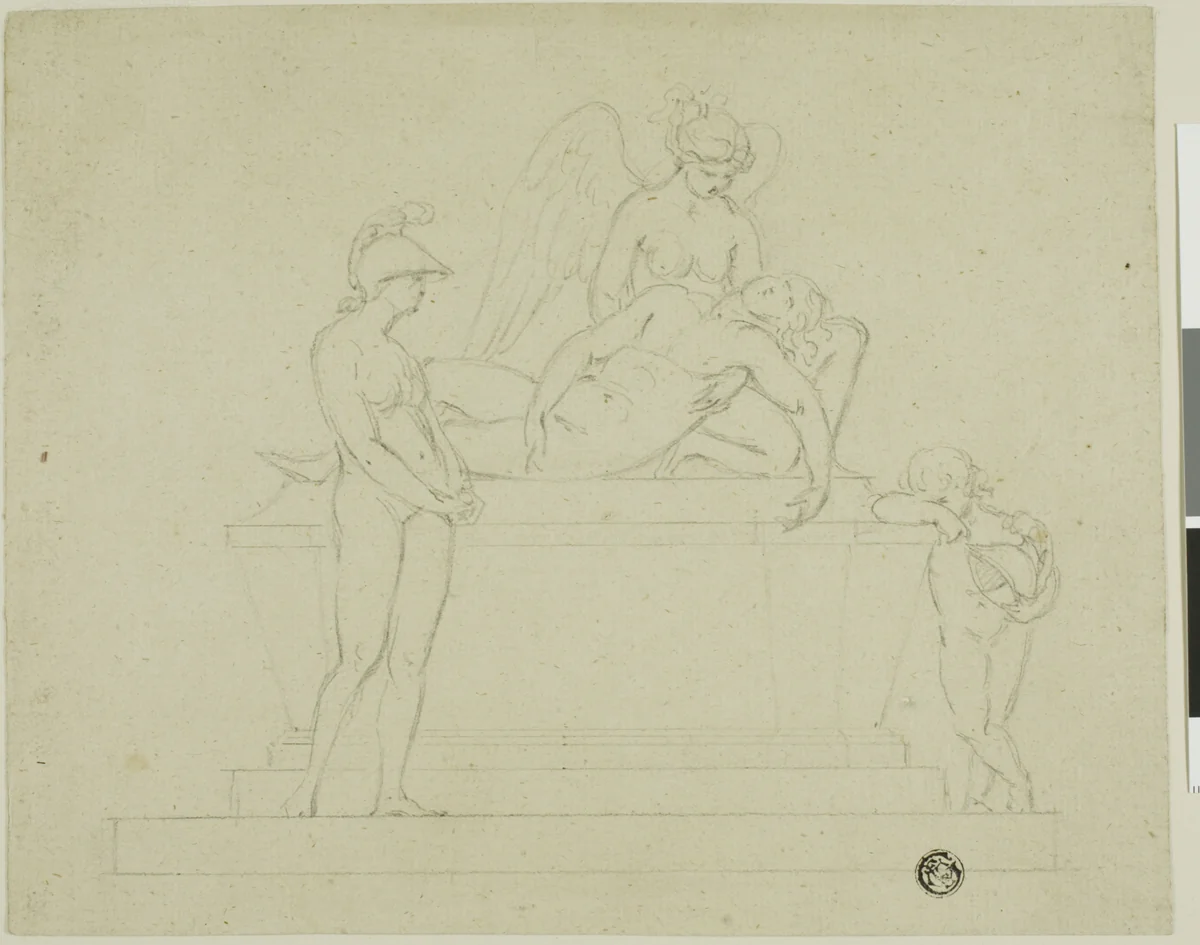 Project for a Tomb, Three Figures and an Angel (recto); Project for a Tomb: Three Figures and an Angel (verso) by John Bacon
John Michael Rysbrack, drawing, 1740-1799