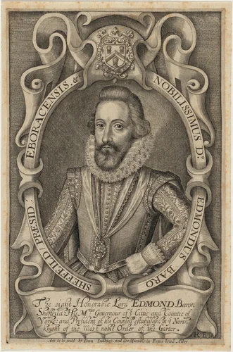 Edmond Shaffield, First Earl of Malgrave by Renold Elstrack, print, 1571-1625