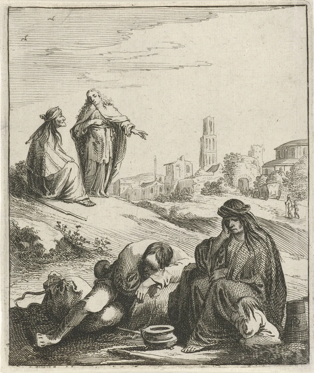 Majombe en Konstance en rustende figuren by Pieter Nolpe, print, 1643