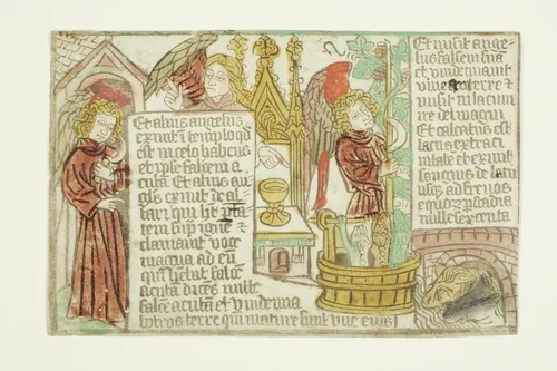 The Vintage of the Grapes of the Vine, from the Blockbook Apocalypse by Unknown Artist, print, 1465-1470