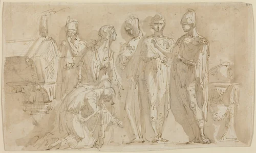 Coriolanus before the Women of Rome by Giuseppe Bernardino Bison, drawing, 1785-1789