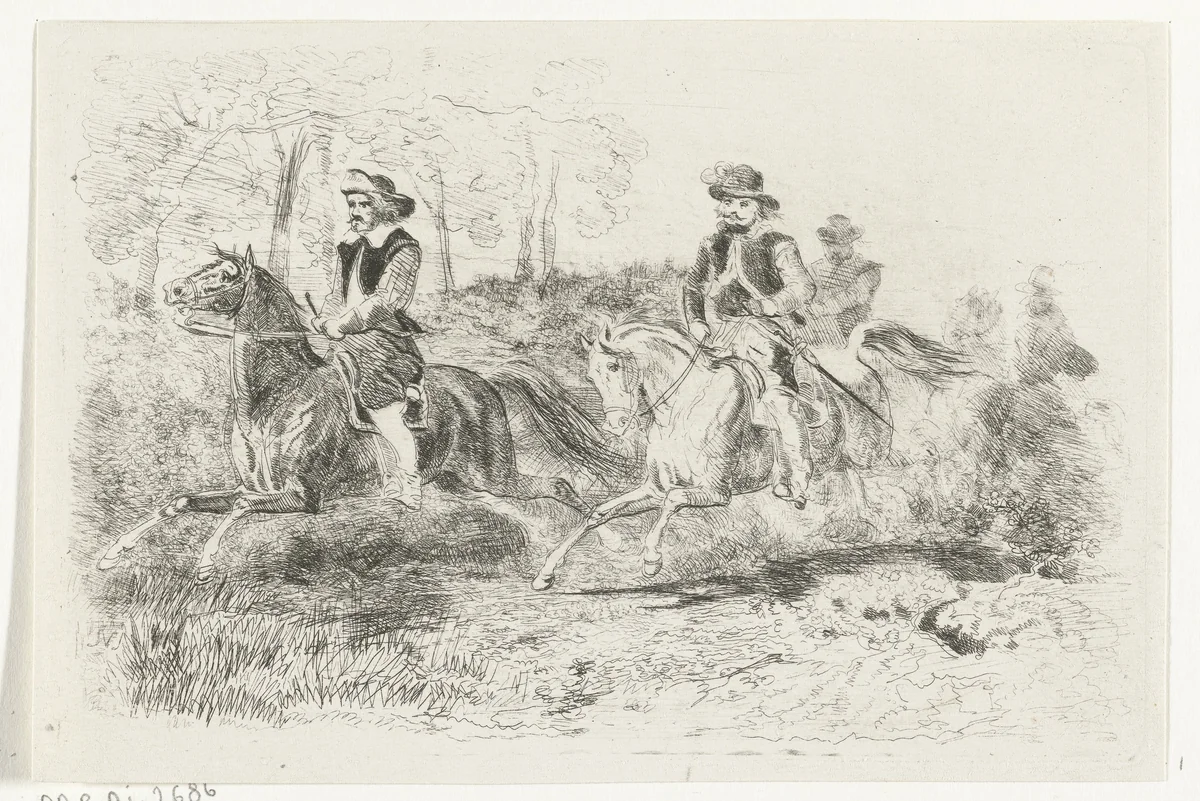 Ruiters by Karel Frederik Bombled, print, 1832-1902
