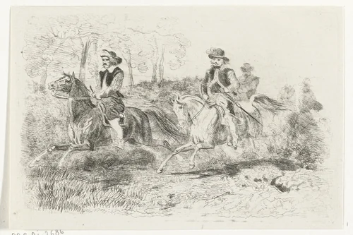 Ruiters by Karel Frederik Bombled, print, 1832-1902