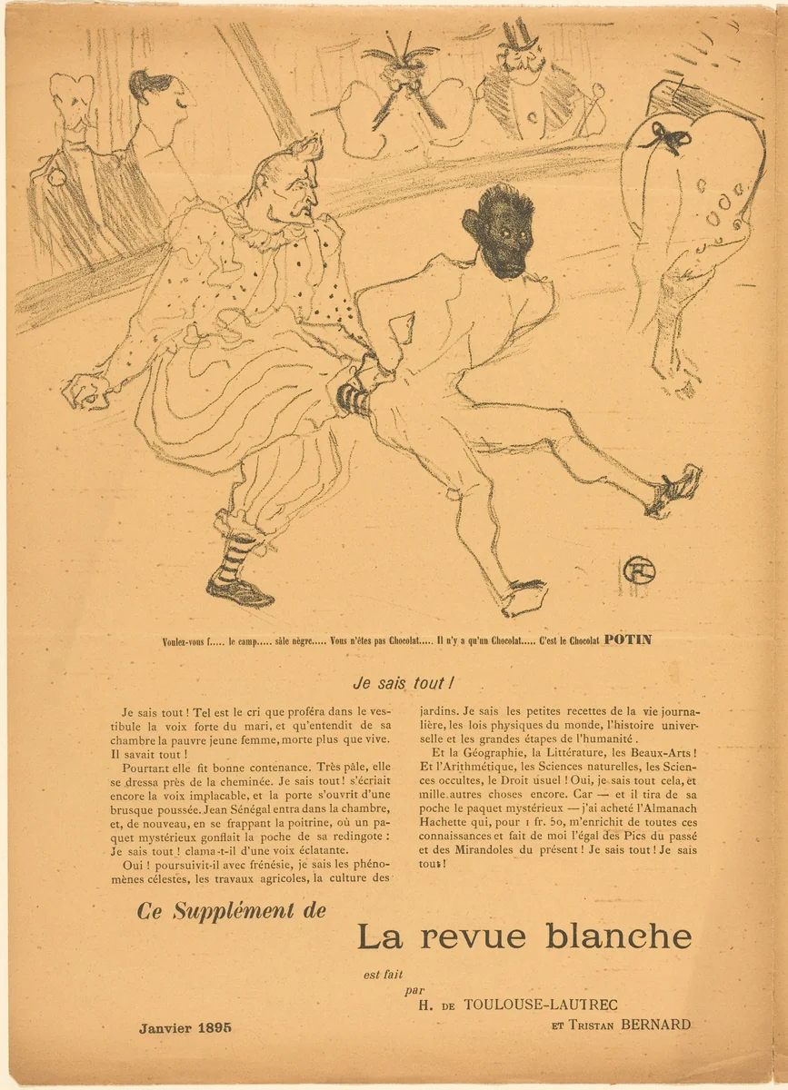 Footit and Chocolat (Footit et Chocolat) [left recto] by Henri de Toulouse-Lautrec, print, 1895