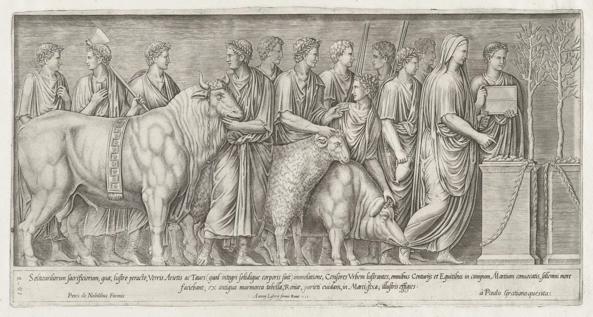 Sacrifice on the Campus Martius, from "Speculum Romanae Magnificentiae" by anonymous, print, 1530-1580