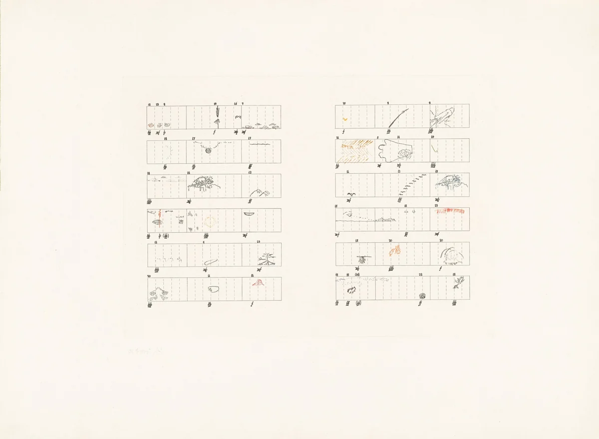 Score without Parts (40 Drawings by Thoreau): Twelve Haiku by John Cage, print, 1978