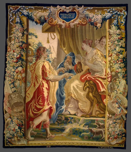 Caesar Sends a Messenger to Cleopatra from The Story of Caesar and Cleopatra by Justus van Egmont, textile, 1675-1685