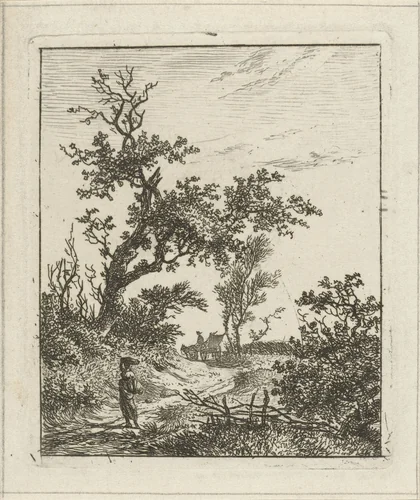 Landschap met vrouw en kar by Hermanus Fock, print, 1781-1822