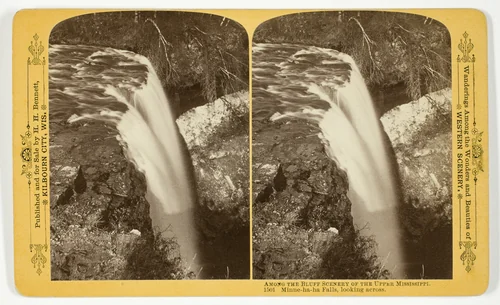 Minne-ha-ha Falls, looking across, No. 1501 from the series "Among the Bluff Scenery of the Upper Mississippi" by Henry Hamilton Bennett, photograph, 1870-1908
