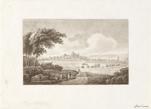 Gezicht op Narbonne by Hendrik Schwegman, print, 1771-1816