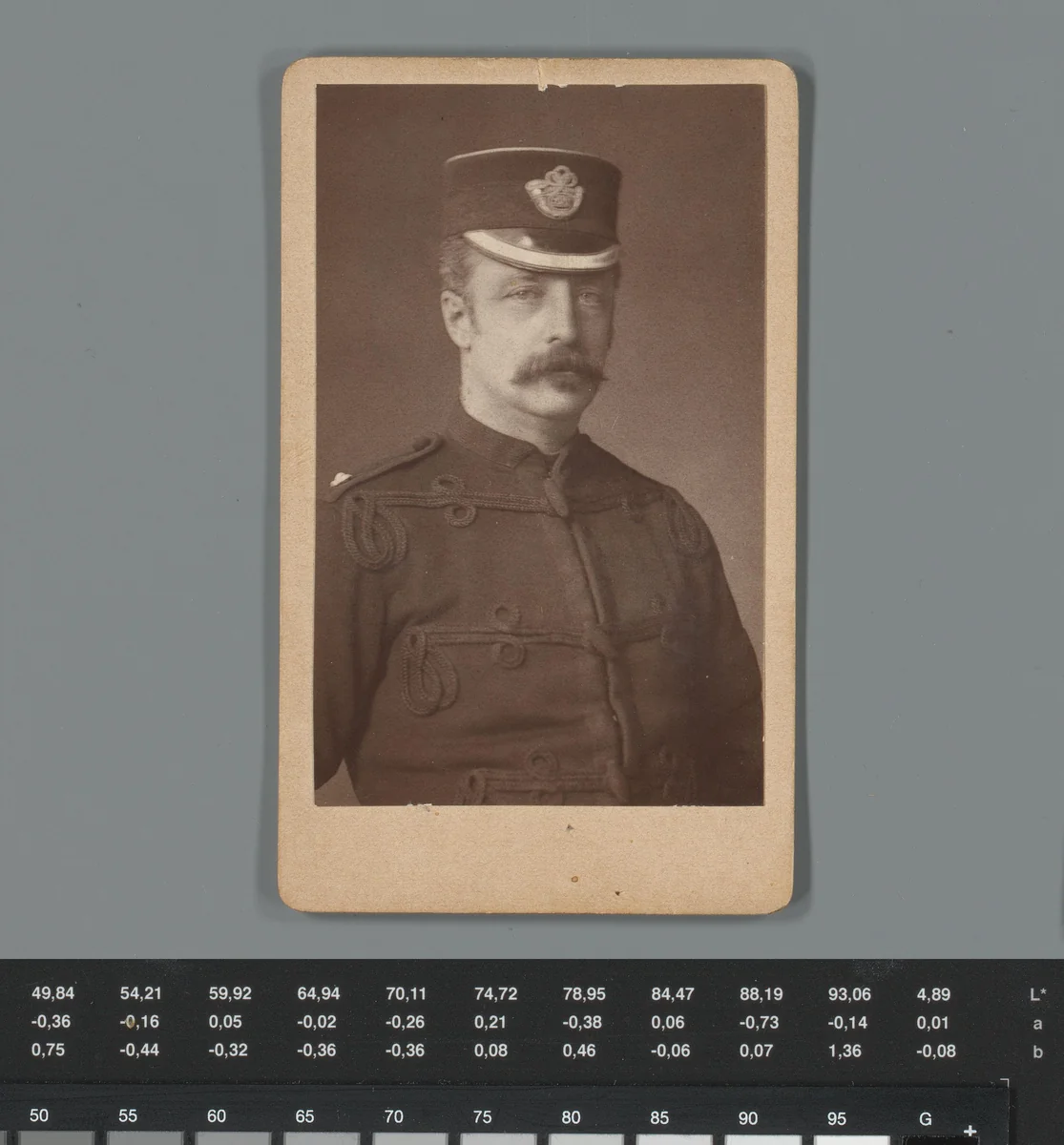 Portret van een onbekende man in uniform by anonymous, photograph, 1865-1915