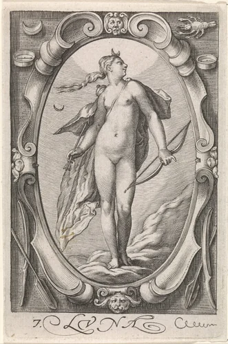 Maan (Diana) by Jacob Matham, print, 1597