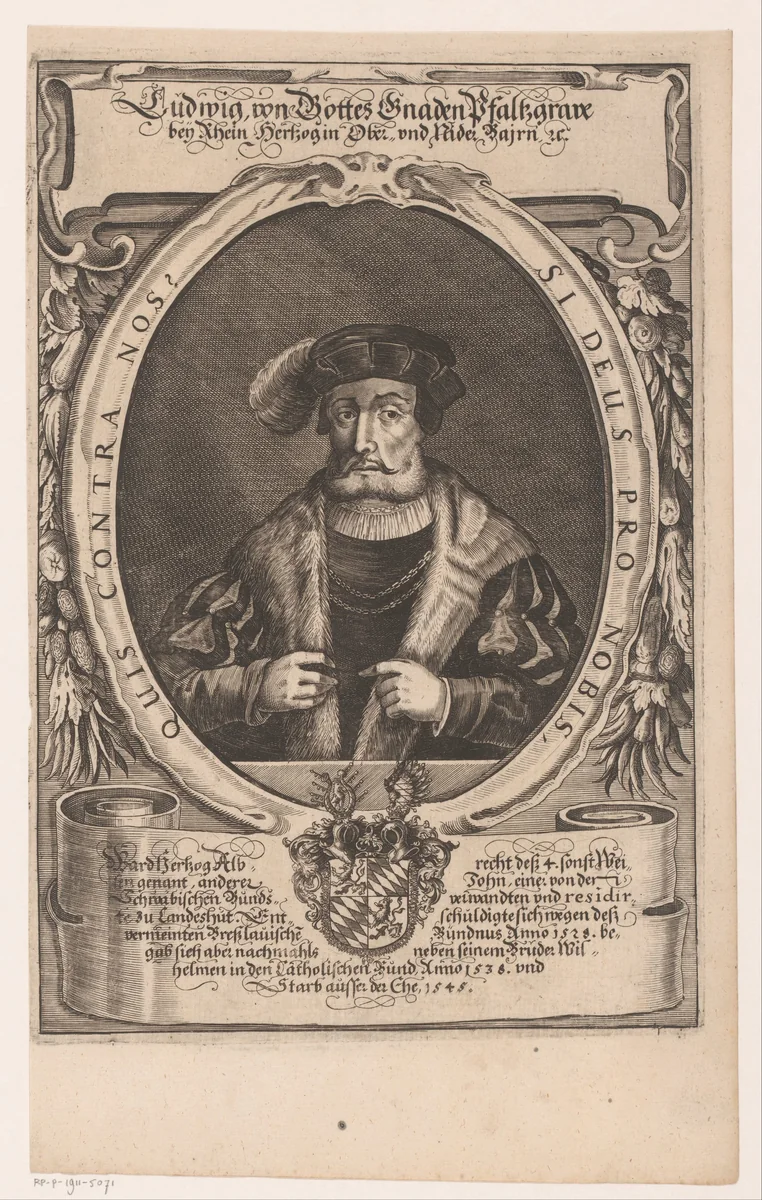 Portret van Lodewijk X, hertog van Beieren by Peter Troschel, print, 1630-1670