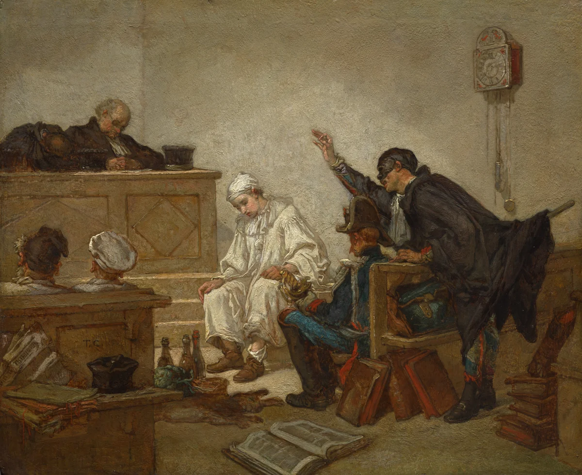 Pierrot in Criminal Court by Thomas Couture, painting, 1864-1870