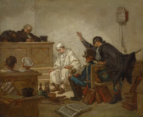 Pierrot in Criminal Court by Thomas Couture, painting, 1864-1870