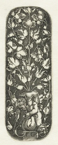 Ornament met putto en vaas by Unknown, print, 1530-1540