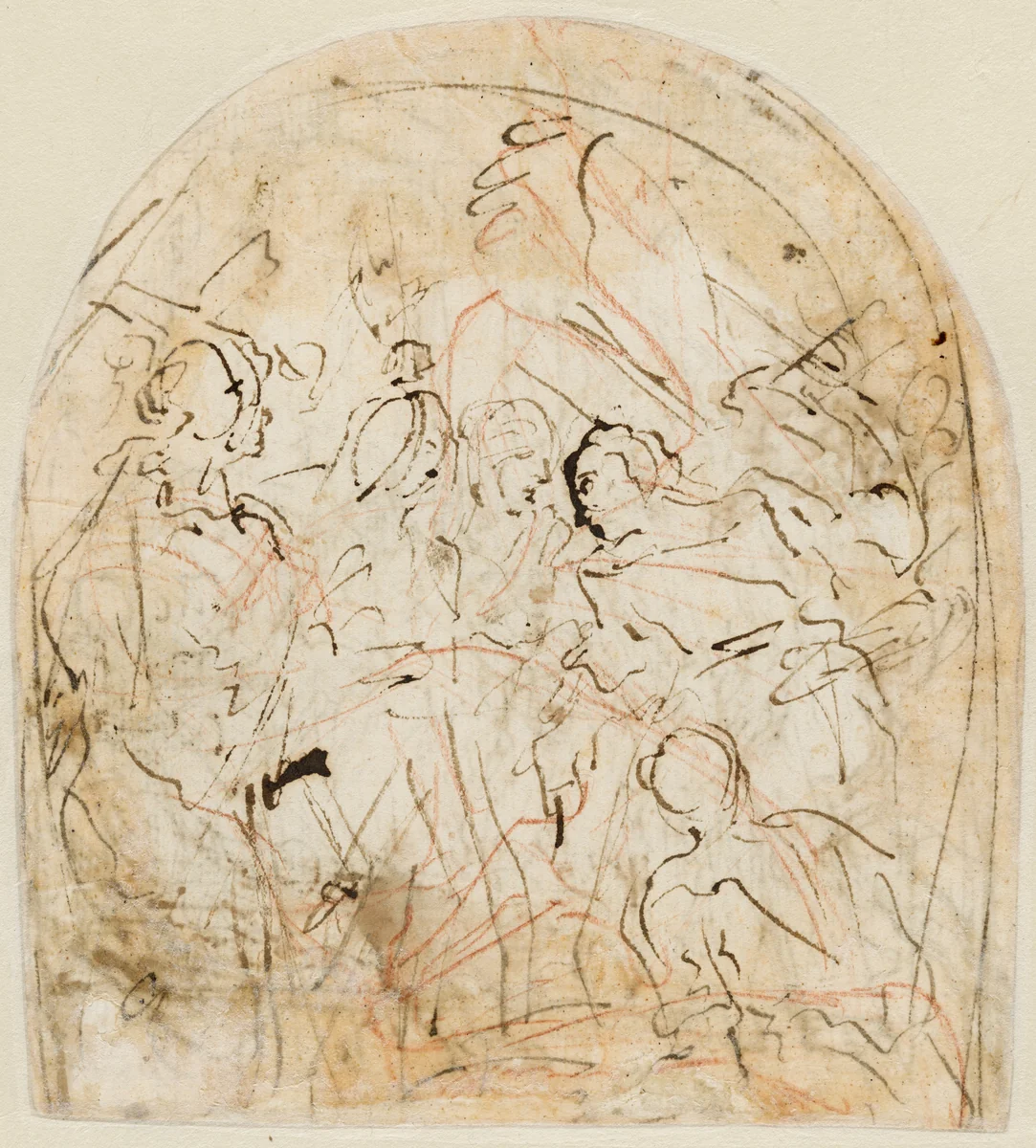 Christ Carrying the Cross by Alessandro Maganza, drawing, 1600-1699