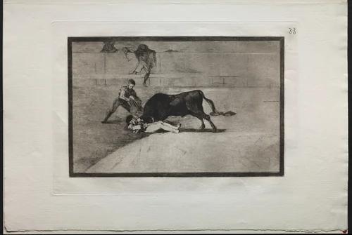Bullfights: The Unlucky Death of Pepe Illo, in the Ring at Madrid by Francisco de Goya, print, 1816-1876
