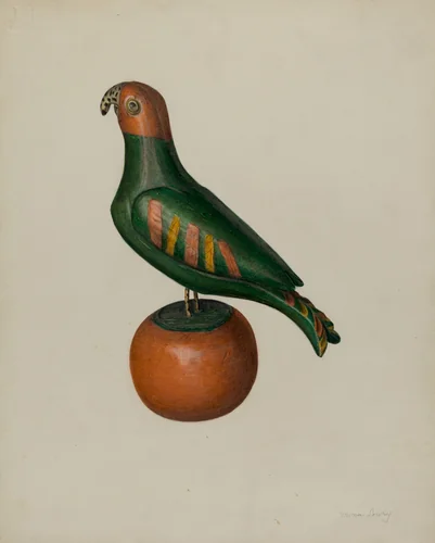 Pa. German Parrot by Mina Lowry, index of american design, 1935-1942