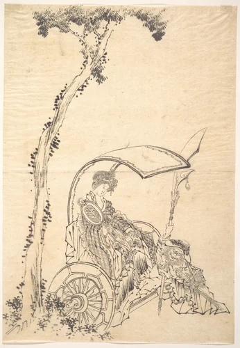 Lady in a Chariot by Katsushika Hokusai (葛飾 北斎), print, 1760-1849