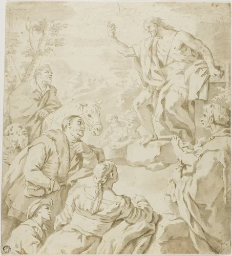 Saint John the Baptist Preaching by Luca Giordano, drawing, 1652-1705