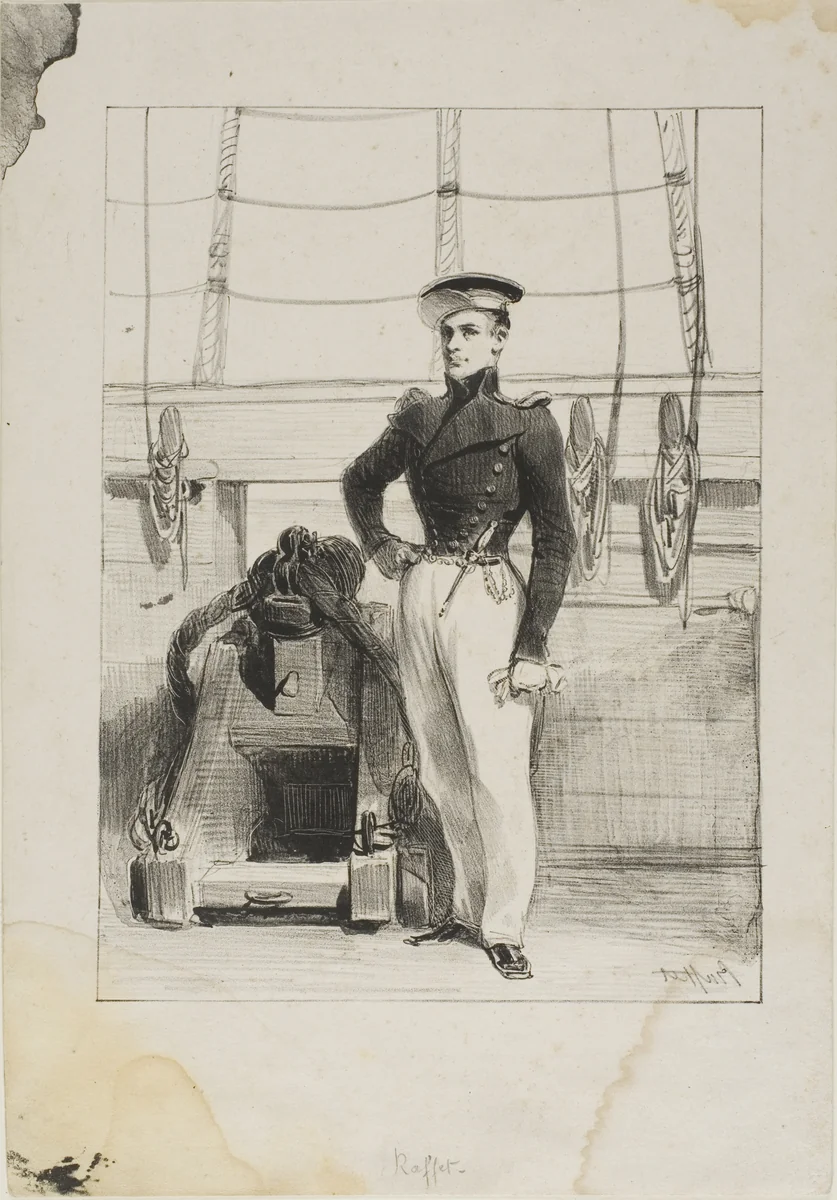 Royal Navy, Line Crew, Ship's Ensign by Denis Auguste Marie Raffet, print, 1830-1833