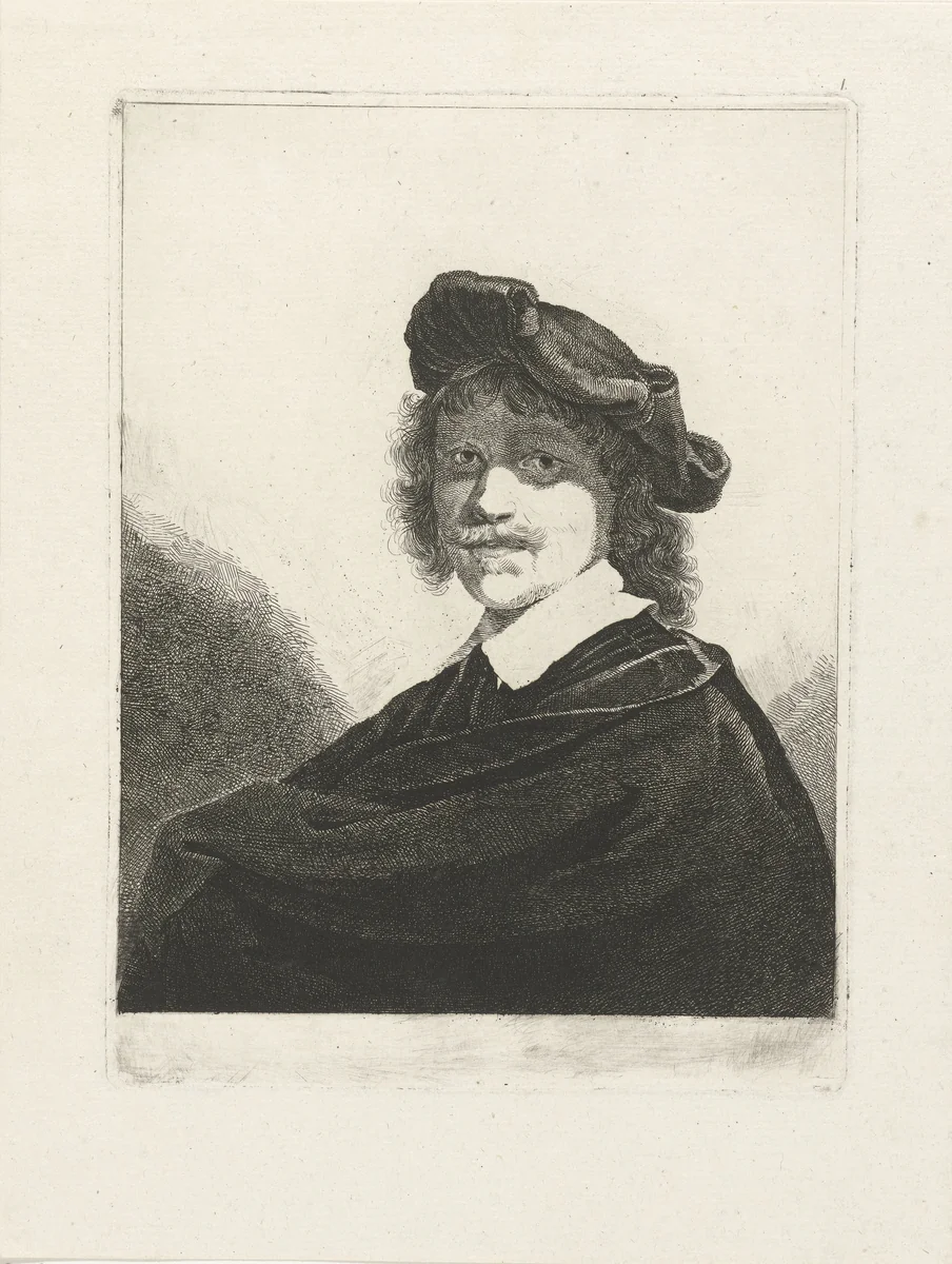 Portret van Gerard Dou by Johannes Pieter de Frey, print, 1780-1834