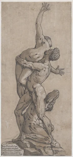 Rape of a Sabine Woman by Andrea Andreani, print, 1584