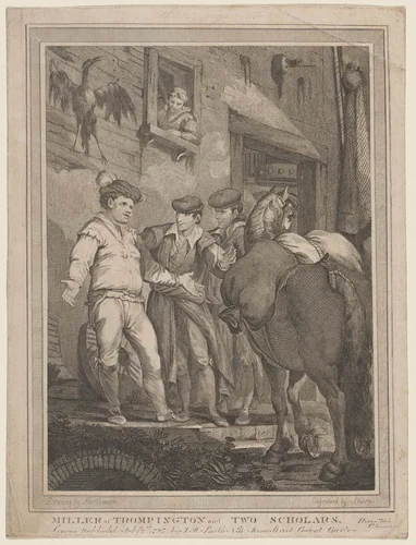 Miller of Trompington and Two Scholars by William Sharp; John Hamilton Mortimer; John Raphael Smith, print, 1787
