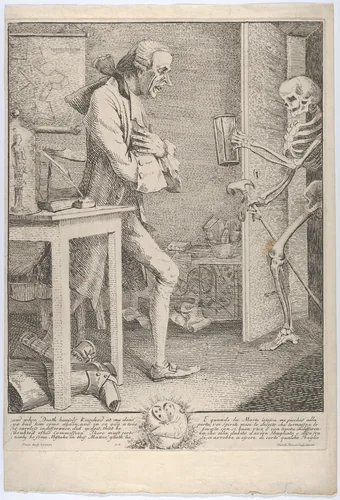 Sterne and Death: "And When Death Himself Knocked at My Door" by Thomas Patch, print, 1768